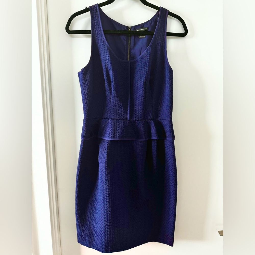 Club Monaco Navy Blue Peplum Sheath Dress